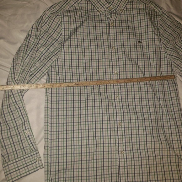 Vineyard Vines Mens Slim Fit Whale‎ Shirt Blue Green Plaid L/S Sz Small S Cotton - Picture 6 of 8